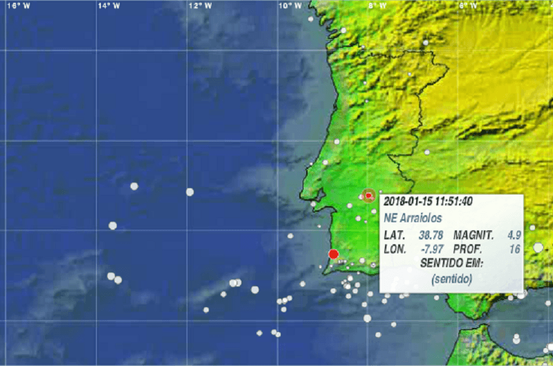Sismo de 4.9 da escala Richter é sentido Portugal
